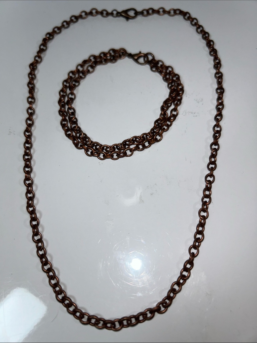 Artisan Handmade Solid Copper Modern Design Necklace & Bracelet Set